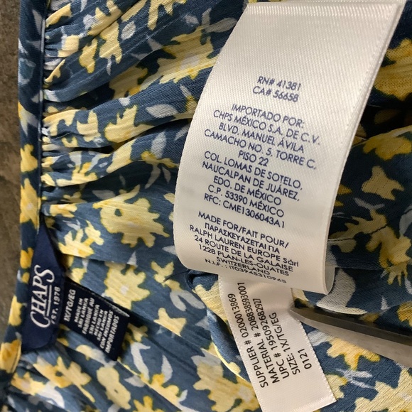 Chaps floral peasant top fits 2X like New! - Picture 7 of 11